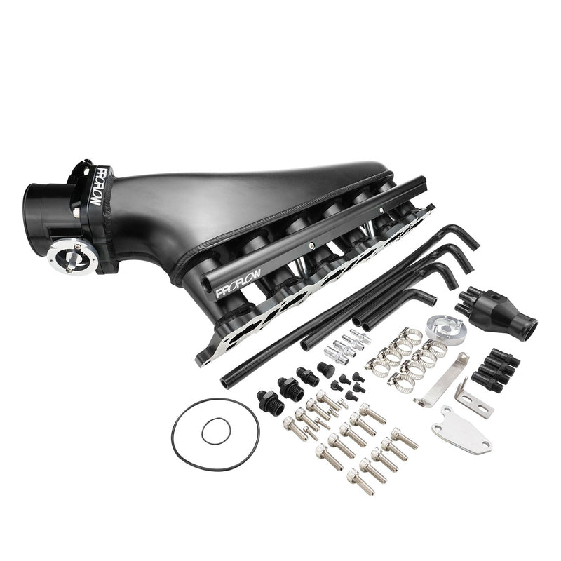 Proflow Intake Manifold Kit, Fabricated Aluminium For Nissan RB25, Inlet Plenum, 90mm Throttle Body, Fuel Rail Kit