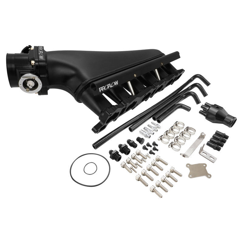 Proflow Intake Manifold Kit, Fabricated Aluminium, For Nissan RB26 Inlet Plenum, 90mm Throttle Body, Fuel Rail