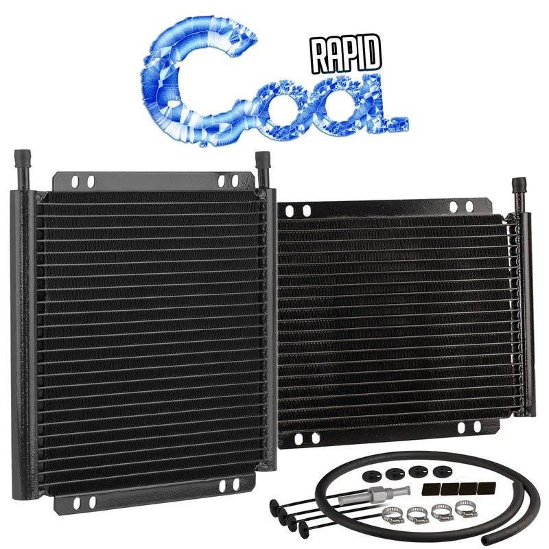 Proflow Transmission Oil Cooler, Plate & Fin, black powder coated, 3/ in. Inlet, Outlet