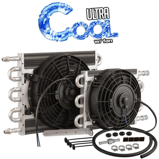 Proflow Transmission Cooler & Fan Kit Natural, Tube & Fin, 10in. Fan 350CFM, AN6 Inlets